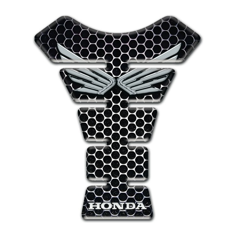 Honda Tank Protector Silver Logo Design Perforated Steel Base 