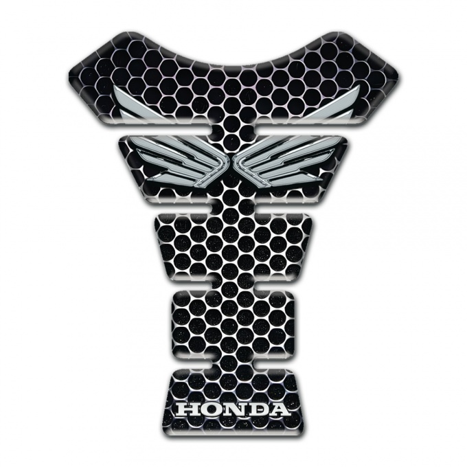 Honda Tank Protector Silver Logo Design Perforated Steel Base 
