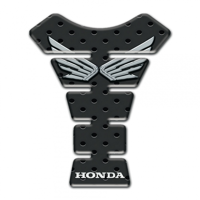 Honda Tank Guard Pads Perforated Background Effect Silver Logo 