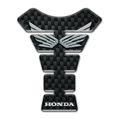 Honda Tank Pad Protector Black Fibers Design with Silver Logo 