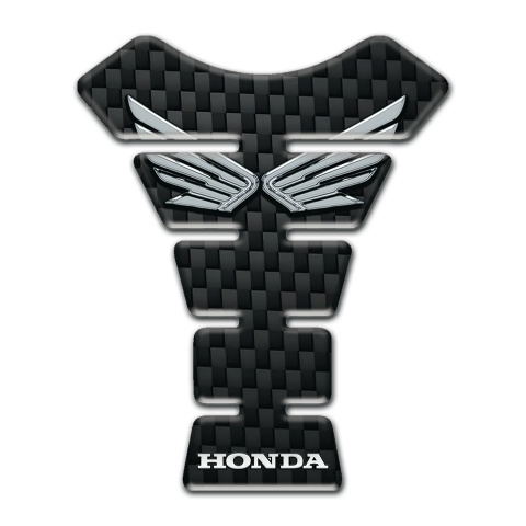 Honda Tank Pad Protector Black Fibers Design with Silver Logo 