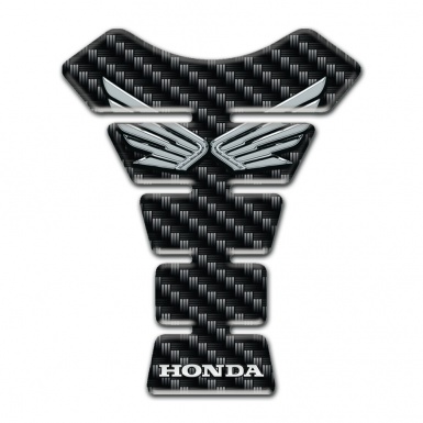 Honda Tank Pad Motorbike Dark Carbon Base with Silver Logo