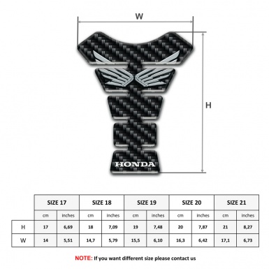 Honda Tank Pad Motorbike Dark Carbon Base with Silver Logo