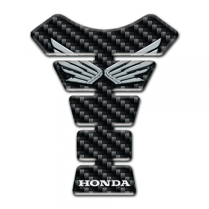 Honda Tank Pad Motorbike Dark Carbon Base with Silver Logo