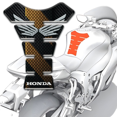 Honda Tank Protector Silver Fly Logo Style Black Brown Base Design 