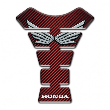 Honda Tank Pad Protector Red carbon Print Silver Logo Style 