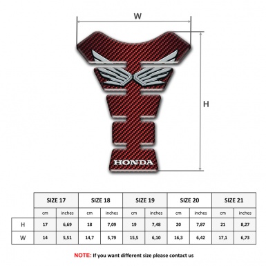 Honda Tank Pad Protector Red carbon Print Silver Logo Style 