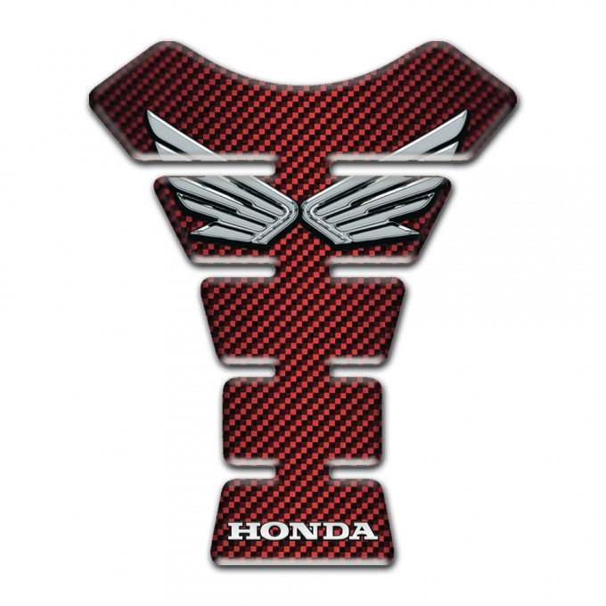 Honda Tank Pad Protector Red carbon Print Silver Logo Style 
