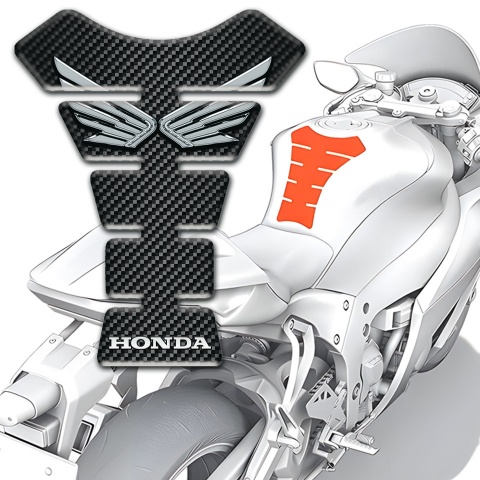 Honda Tank Fuse Black Carbon print Silver logo