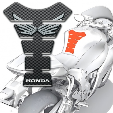 Honda Tank Protector Silver Wings Logo dark Background 