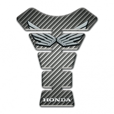 Honda Tank Guard Pads Classic Carbon Design Silver Logo 