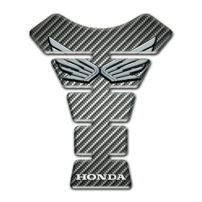 Honda Tank Guard Pads Classic Carbon Design Silver Logo 