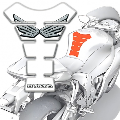 Honda Tank Pad Protector White Print Silver logo 