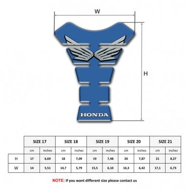 Honda Tank Pad Protector Blue Design Silver Logo 