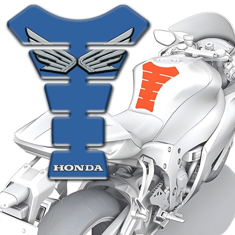 Honda Tank Pad Protector Blue Design Silver Logo 