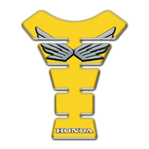 Honda Tank Pad Motorbike Yellow Base Silver Logo 