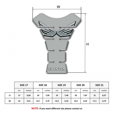 Honda Tank Pad Motorbike Grey Base Silver Logo 