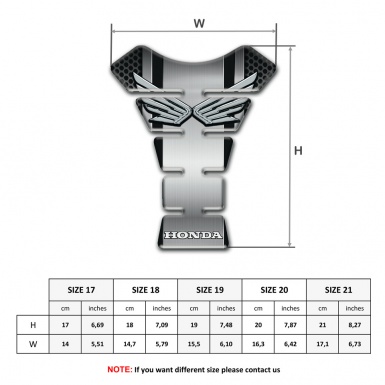 Honda Tank Protector Racing Edition Silver Wings Logo Style 