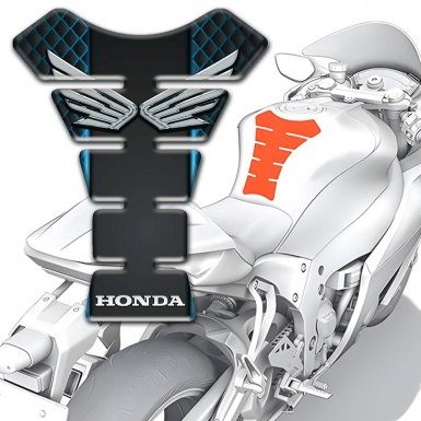 Honda Tank Guard Pads Neon Grid Design Silver Logo 