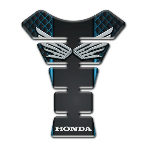 Honda Tank Guard Pads Neon Grid Design Silver Logo 