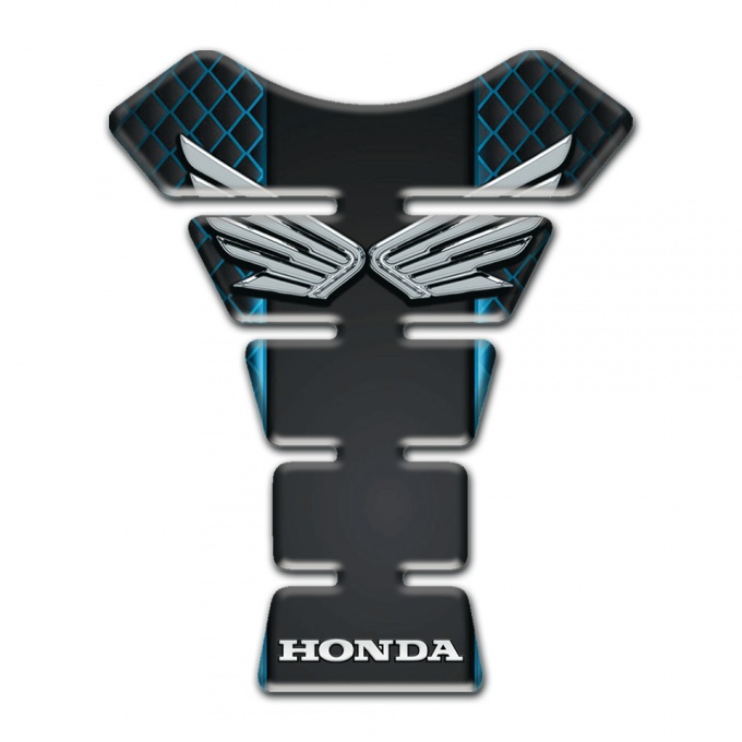 Honda Tank Guard Pads Neon Grid Design Silver Logo 
