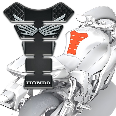 Honda Tank Pad Protector Grid Motif Silver Logo 