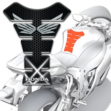 Honda Tank Pad Protector Crossed Lights Silver Logo 