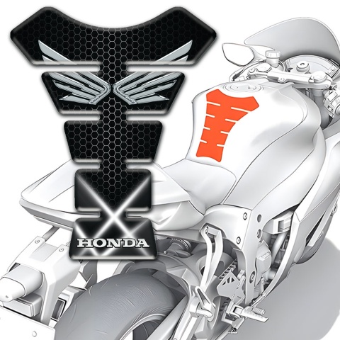 Honda Tank Pad Protector Crossed Lights Silver Logo 