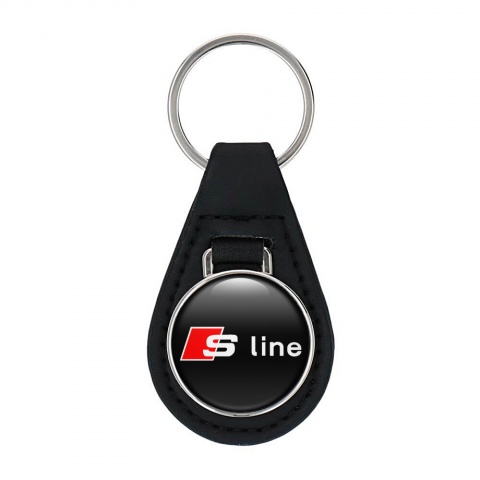 Audi S-line Keychain Leather Black Red Logo