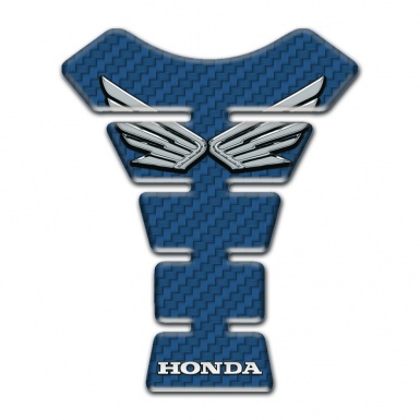 Honda Tank Protector Navy Blue Carbon Base Silver logo Style 