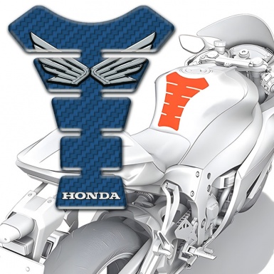 Honda Tank Protector Navy Blue Carbon Base Silver logo Style 