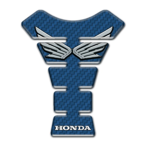 Honda Tank Protector Navy Blue Carbon Base Silver logo Style 