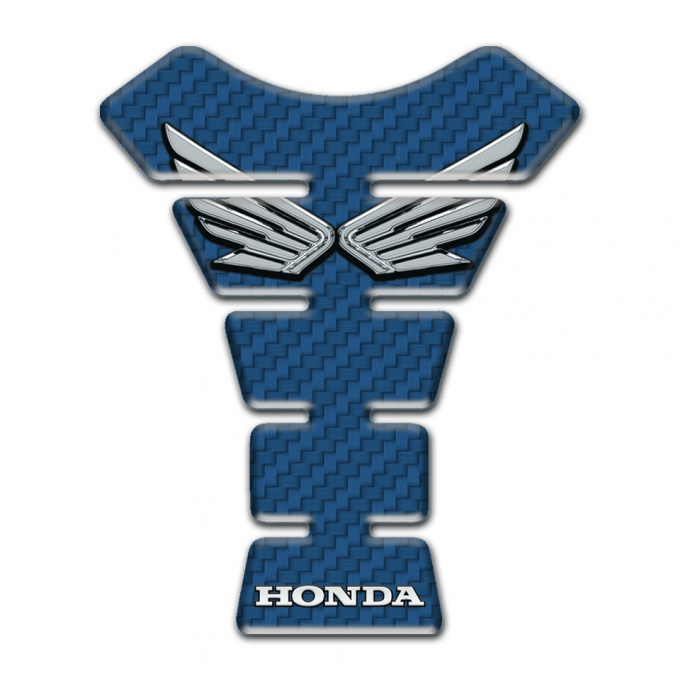 Honda Tank Protector Navy Blue Carbon Base Silver logo Style 