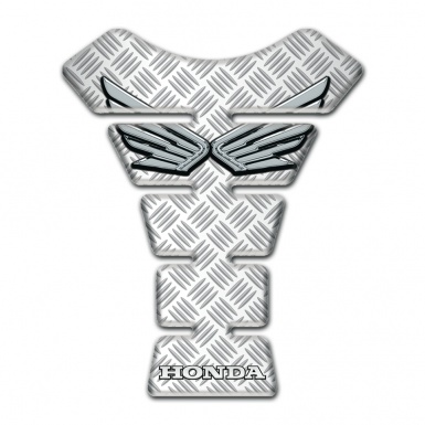 Honda Tank Guard Pads Bright Mesh Design Silver Logo 