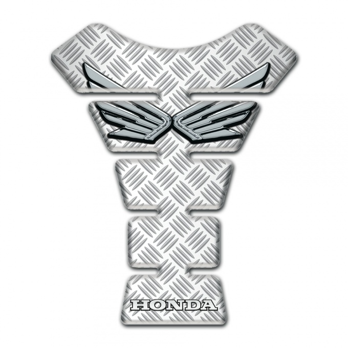 Honda Tank Guard Pads Bright Mesh Design Silver Logo 