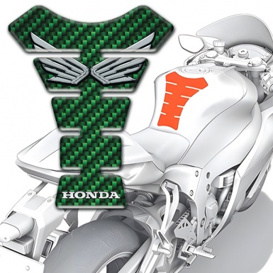 Honda Tank Fuse Green Carbon Design Silver logo 