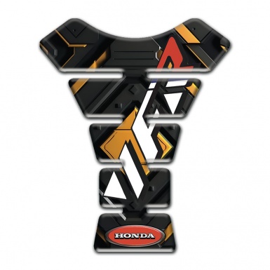 Honda Tank Pad Motorbike Black with Dark Yellow Design VFR Style 