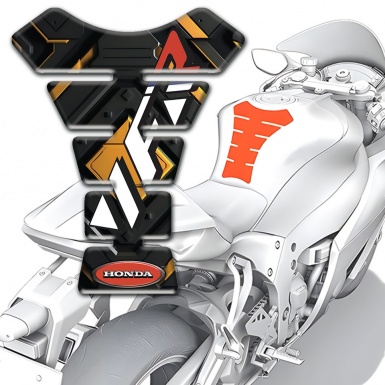 Honda Tank Pad Motorbike Black with Dark Yellow Design VFR Style 