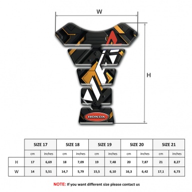 Honda Tank Pad Motorbike Black with Dark Yellow Design VFR Style 