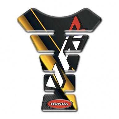 Honda Tank Pad Motorbike Black with Yelloe Diagonal Bands Design VFR Style 