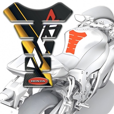 Honda Tank Pad Motorbike Black with Yelloe Diagonal Bands Design VFR Style 