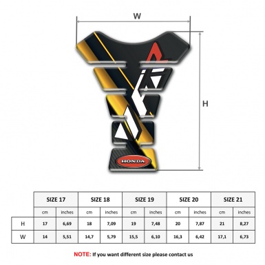 Honda Tank Pad Motorbike Black with Yelloe Diagonal Bands Design VFR Style 