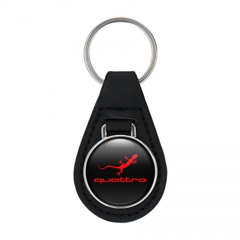 Audi Keychain Leather Red Quattro Logo