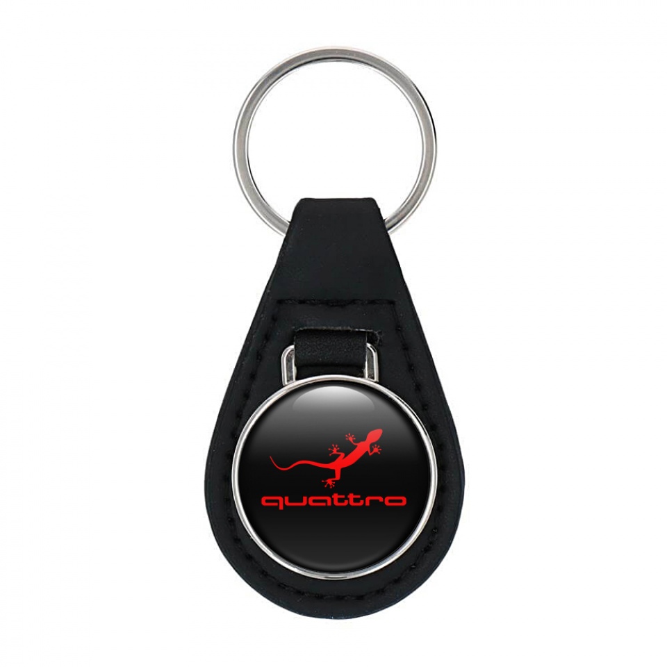 Audi Keychain Leather Red Quattro Logo Keychains Accessories X
