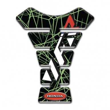 Honda Tank Guard Pads Black With Green Spider Web Decoration VFR Style 