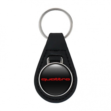 Audi Quattro Leather Keychain Black Red Logo