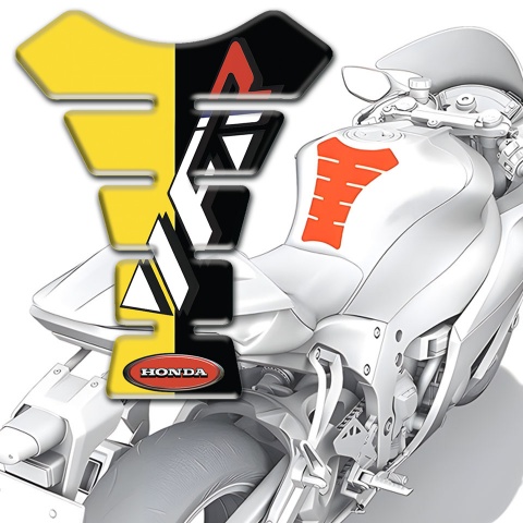 Honda Tank Pad Motorbike Yellow Black Halves Base VFR Logo 