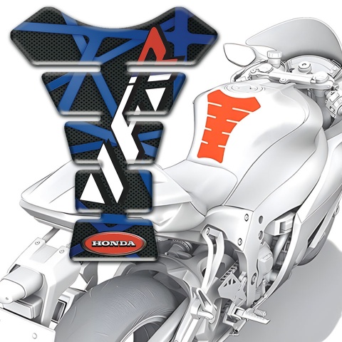 Honda Tank Pad Motorbike Black with Dark Blue Lines Print VFR Edition 