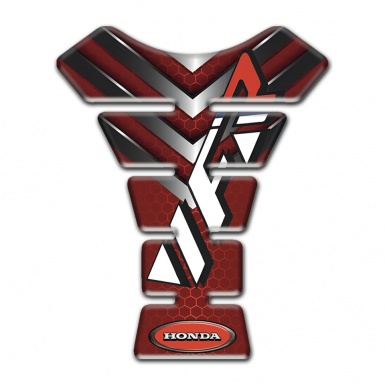 Honda Tank Guard Pads Red Base with Silver V Shape Details 