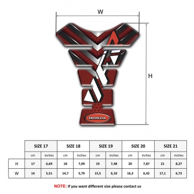 Honda Tank Guard Pads Red Base with Silver V Shape Details 